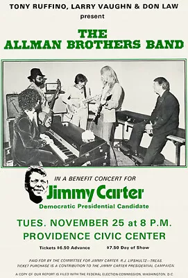 $21.99 • Buy The Allman Brothers Band - Jimmy Carter Benefit - 1975 - Concert Poster