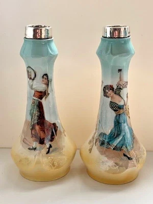 £9.99 • Buy Pair Edwardian Decorative Spill / Stem Vases Silver Rims Mappin Brothers 1909/10