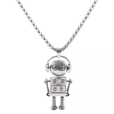 Cute Mini Metal Car Robot Headphone Necklace Pendant Chain 3D Gift • £3.99