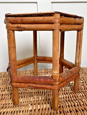 £29.99 • Buy Vintage Bamboo Plant Stand Small Side Table Childs Stool Cane Rattan Retro