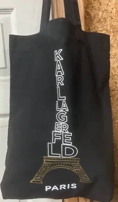 KARL LAGERFELD Travel Eiffel Tower Tote Black Bag %100 Cotton 16  X 13  X 3  • $14.45