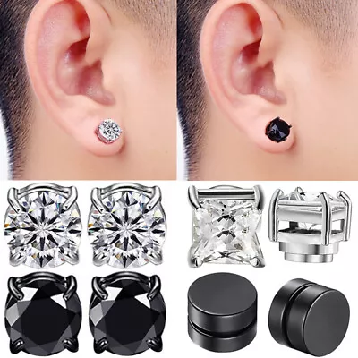 Hypoallergenic Magnetic Diamond Cut Men Women Clip On Studs No Piercing Earrings • £2.99