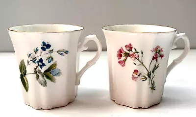 2 VTG Royal Grafton Floral Fine Bone China Ribbed Cup/ Mug W/ Gold Trim England • $15.66