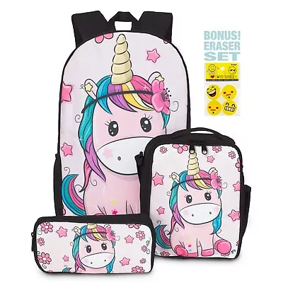 Perpetual Parenting - Unicorn Backpack With Insulated Lunch Bag & Pencil Case • $23.98