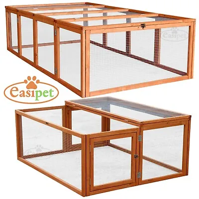 Wooden Run Rabbit Guinea Pig Chicken Duck Ferret Puppy Pet Enclosure Roof Hutch • £69.99