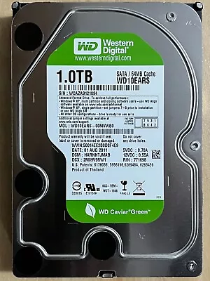 WD - Green - WD10EARS - 1TB - 5400 RPM - 3.0 Gbps - SATA 2 - 3.5  HDD Hard Drive • $30.75