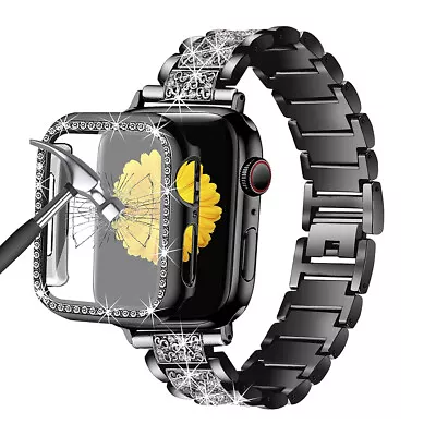 $19.99 • Buy Bling Band Case IWatch Strap For Apple Watch Series SE 2 9 8 7 6 5 4 3 41/45/49m