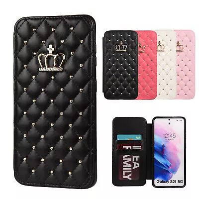 For Samsung Galaxy S20 S21 S22 S23 Crown Leather Flip Stand Women Wallet Cover • $26.39