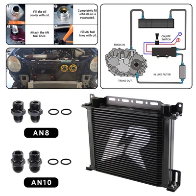 £78 • Buy Universal 30 Row G1/2  248mm Oil Cooler With 2PCS AN8 & A10 Fittings + Bracket 