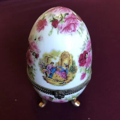 Limoges Hand Painted Egg Vintage Pretty Floral Gift Trinket Box Easter Gift (w) • £10