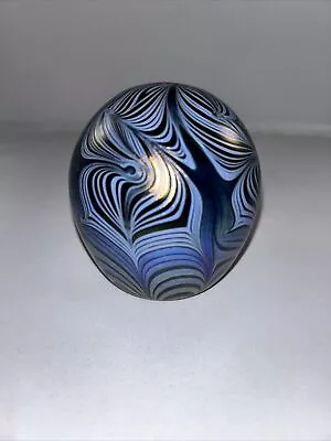 1977 Vandermark Studio Signed Iridescent Blue Gray Purple Art Glass Egg Signed • $90