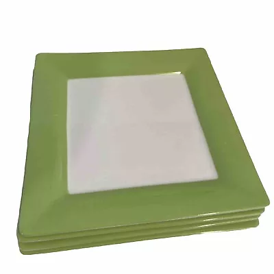 Four (4) Villeroy & Boch Wonderful World Square Green Dinner Plates. • $32