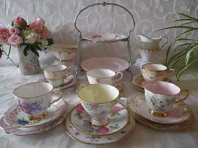 Vintage Mismatch 21 Piece Tea Set With 2 Tier Cake Stand Very Good Condition. • £65