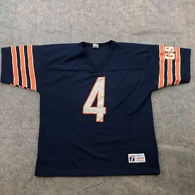 Vintage Chicago Bears Jersey Mens Large Blue Orange #4 GSH Spell Out Football • $28.98
