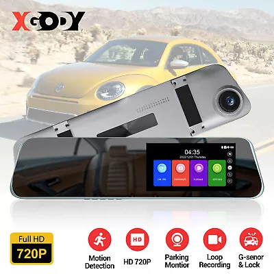 $37.49 • Buy XGODY 4.5'' Mirror Car Dash Cam DVR Touch Rear View Camera Video Recorder 1080P