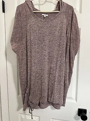 Maurices Hooded Top Womens Plus 2XL Heather Pink Cap Sleeve Showy Lace Up • $8.75