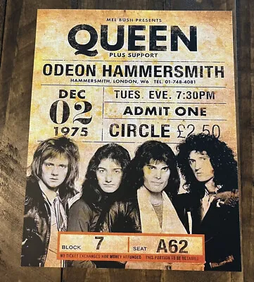 1975 Queen Memorabilia Concert Poster 8x10 Cardstock • $7.99