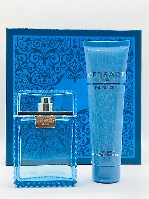 Versace Eau Fraiche Men 2pc Set Cologne Spray 3.4 Oz And Shower Gel 5.0 Oz NIB • $69.95