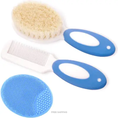 Baby Hair Brush And Comb Set For Newborns & Toddlers | Natural Soft Goat | Ideal • £5.65