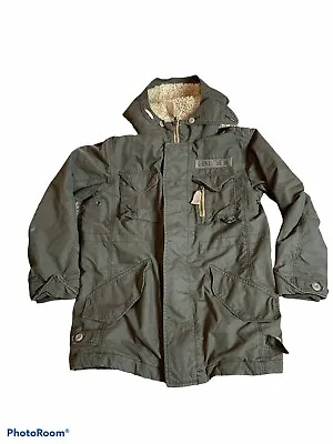 $19.99 • Buy GAP Kids Youth Girls Military Style Winter Coat Fur Trim Hooded Parka Jacket 10