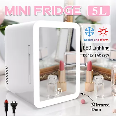 $66.08 • Buy Mini Fridge 5L Portable Beauty Cosmetics LED Mirror Makeup Refrigerator Cooler