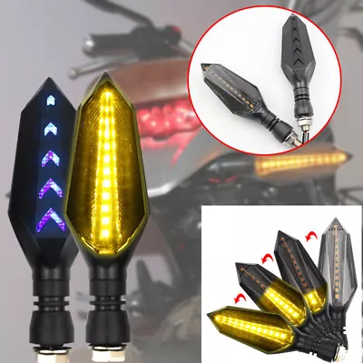 Universal Motorcycle Turn Signals Blinker Lights Amber Flowing For Honda Suzuki • $8.45