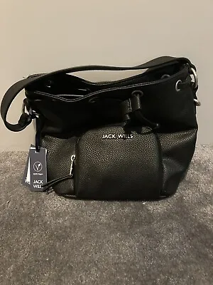 Brand New Jack Wills Ladies PU Drawstring Bag Black - Unwanted Gift • £45