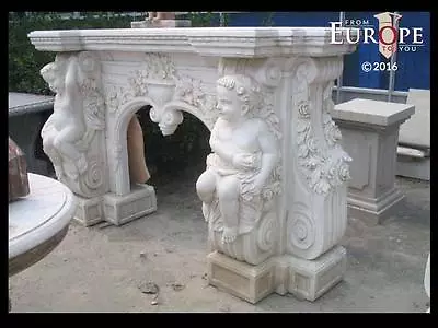 Beautiful Hand Carved Victorian Style Solid Marble Fireplace Mantel - Lst42 • $7500