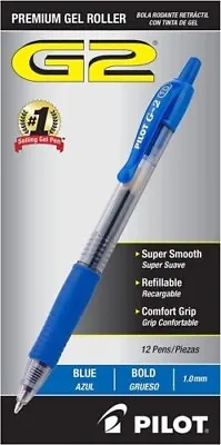 Pilot G2 Retractable Premium Gel Ink Roller Ball Pens 1.0 Bold Blue 12 Count • $18.99