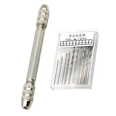 Hand Drill With 10x Drill Bits Manual Resin Drill Hand Twist Drill Double Ended • £7.25
