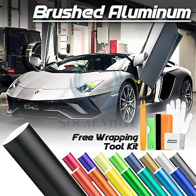 Brushed Aluminum Metal Steel Car Vinyl Wrap Sticker Decal Film Peel And Stick • $228.88