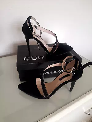 Ladies Black Shoes Size 4 With Ankle Strap  Stiletto 4  Heel.excellant Condition • £5