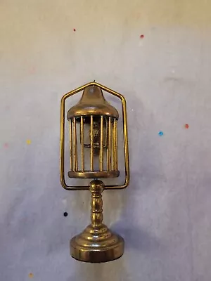 Vintage Brass Table Bird Cage W Stand 1:12 Dollhouse Miniature Birdcage Decor • $11.70