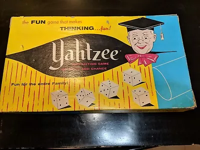 Yahtzee An Exciting Game 1961 Lowe Near Complete Missing 8 Red Chips Only • $15