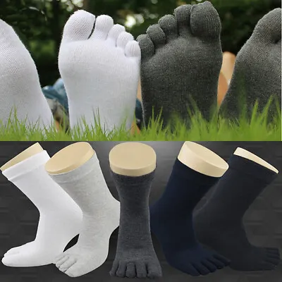 5 Pairs Men's Cotton Blend Soft Five Fingers Five Toe Socks Absorbent Stockings • £3.88