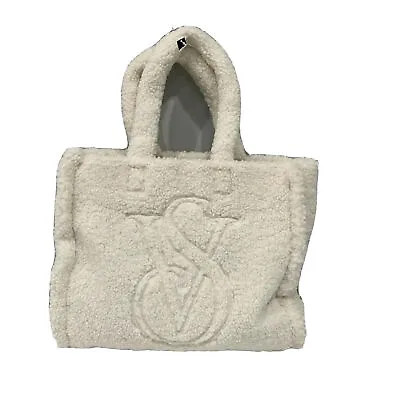 Victoria’s Secret Tote Bag Top Handles Fleece Weekender Ivory Large New • $21.99