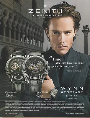 2010 Zenith ChronoMaster Watch -  Time William Shakespeare  - Print Ad Photo • £9.44