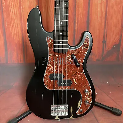 Black Relic Vintage Precision Bass Electric Guitar 4 String Solid Body Fast Ship • $254.82