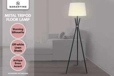 $122.76 • Buy Sarantino Tripod Floor Lamp In Metal And Antique Brass