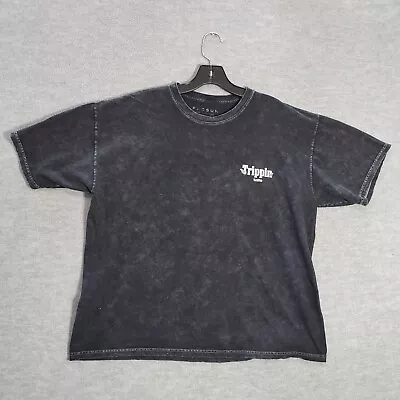 Pacsun Men T-Shirt XL Black Acid Wash Logo Mushroom Get Trippy Tour Graphic Tee • $23.65