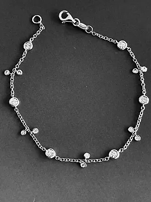 Diamond Bracelet In 18ct White Gold 0.50ct Charms Chain Station By The Yard 750 • £1699