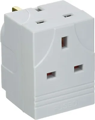 2 Way 3 Pin Socket  Household Multi Plug Adapter Mains 13 Amp White • £5.49