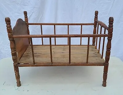Vintage Mid Century Wood Doll Crib Cradle Bed Spindle Dow Antique Folk Art 25  • $95