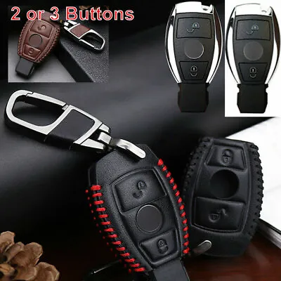 $11.79 • Buy Cars Leather Key Fob Case Cover Holder Bag For Mercedes Benz Remote 2/3 Button