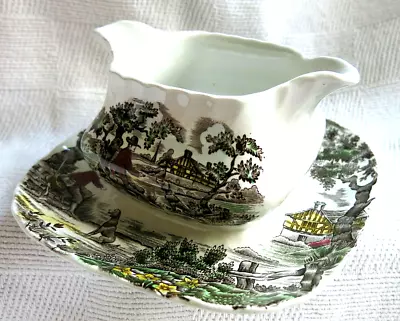 The Hunter Myott Double Spouted Gravy Sauce Boat On Fused Stand Plate England • £7.50