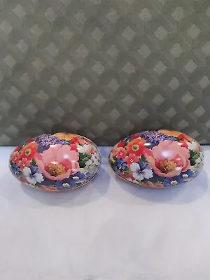 Hallmark Metal / Tin Easter Egg Containers VTG. Floral. Set Of 2 • $12
