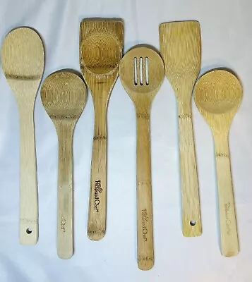 Pampered Chef Bamboo Wooden Spoons Spatulas Scrapers Utensils Mixed Lot Of 6 • $19