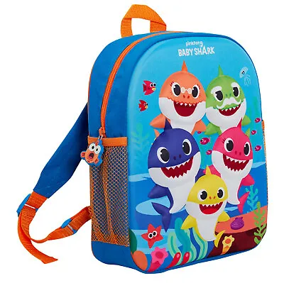 Kids Baby Shark 3D EVA Backpack Boys Girls Nursery School Rucksack Lunch Bag • £14.95