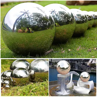6PCS Stainless Steel Silver Mirror Sphere Hollow Gazing Ball Home Garden Decor • £10.99