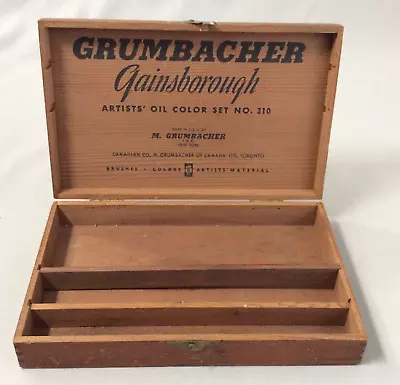 Vintage Grumbacher Oil Color Wood Box Artist Storage Box 8 X5  • $28.95